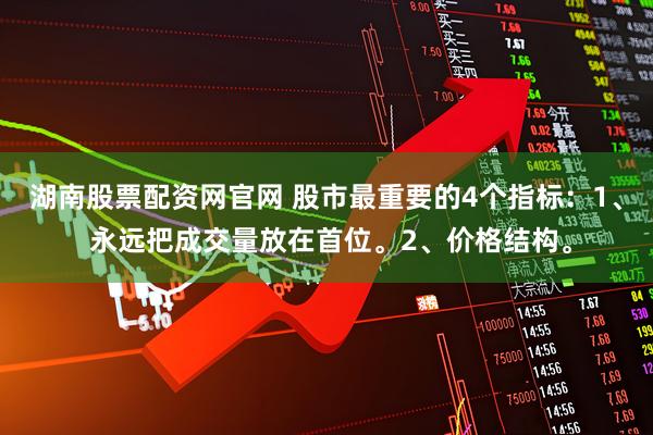湖南股票配资网官网 股市最重要的4个指标：1、 永远把成交量放在首位。2、价格结构。